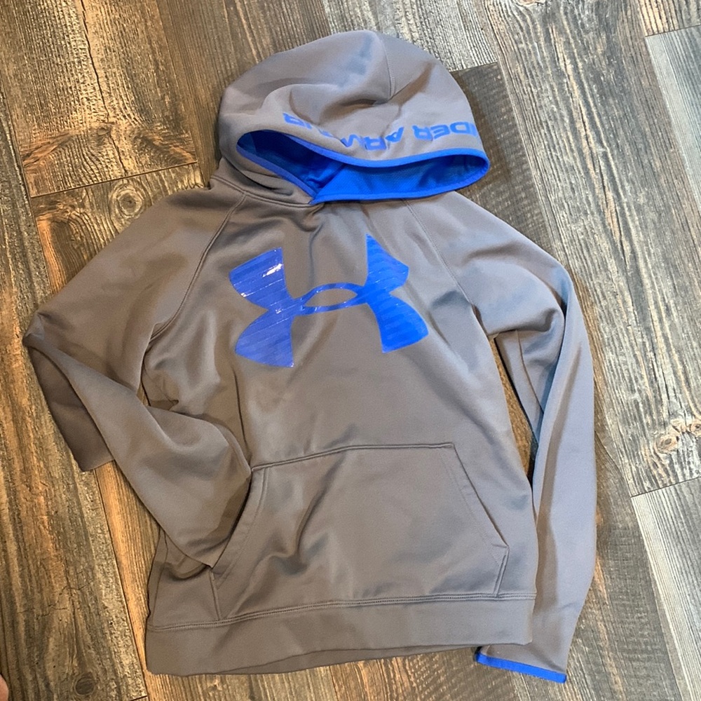Under Armour Youth Large Gray Hooded Sweatshirt